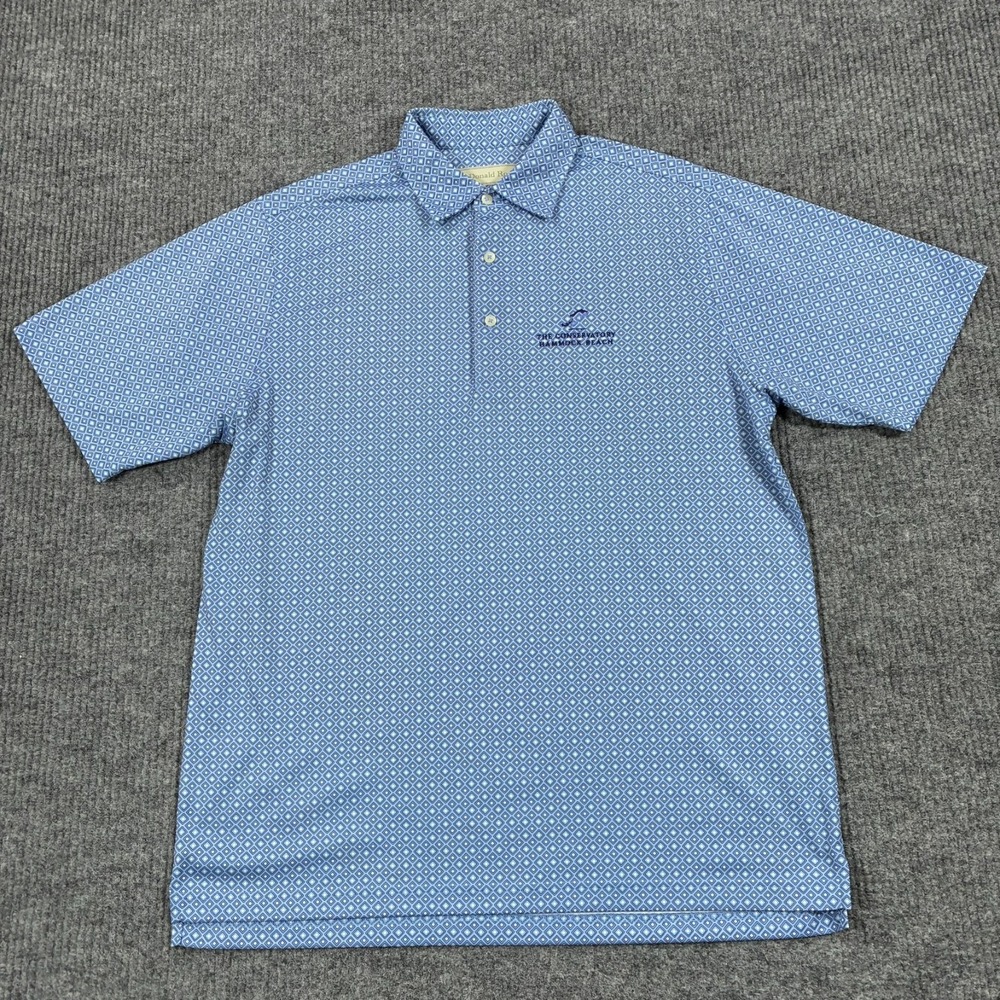 Donald Ross Mens M Blue Geometric Golf Polo The Conservation Short Sleeve Shirt